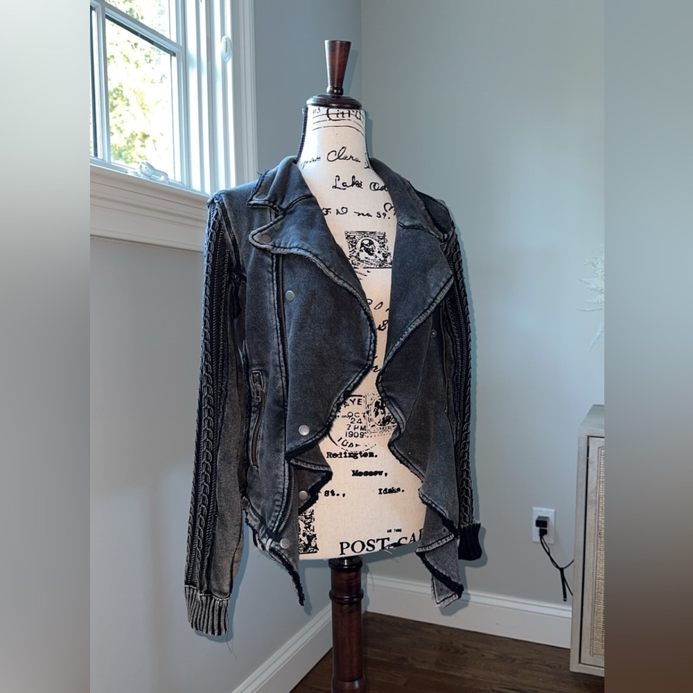 Free people dark grey moto jacket size M